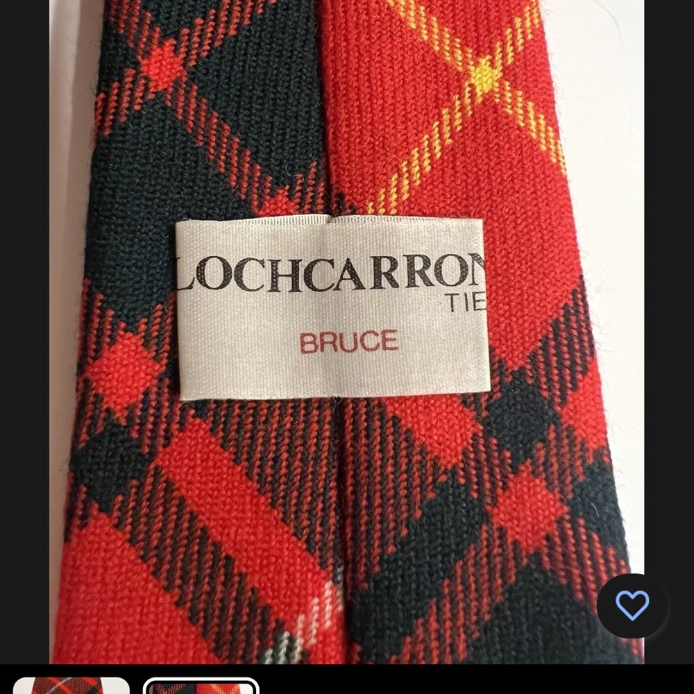 Vintage Lochcarron Scotland Necktie Red Tartan Plaid Wool  2.75 in Wide